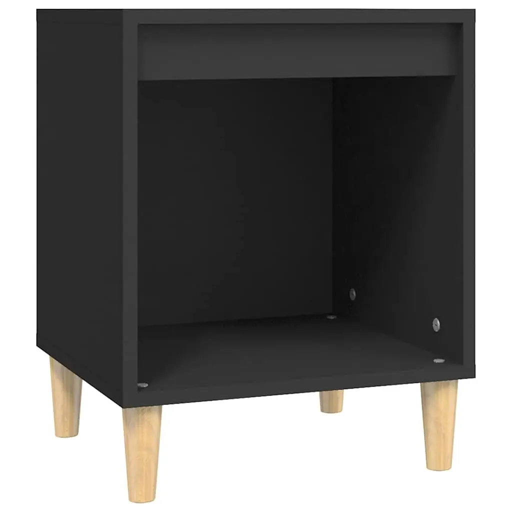 Bedside Cabinets Black 40x35x50cm Engineered Wood 2 Piece Nightstand Storage