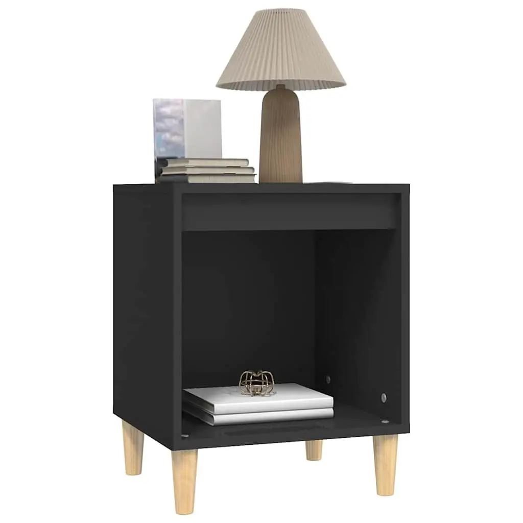 Bedside Cabinets Black 40x35x50cm Engineered Wood 2 Piece Nightstand Storage