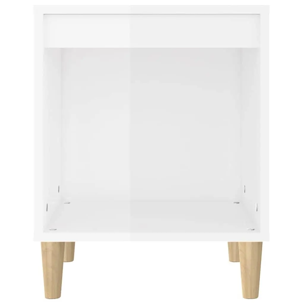 Bedside Cabinet White High Gloss Engineered Wood Side Table 40 x 35 x 50 cm