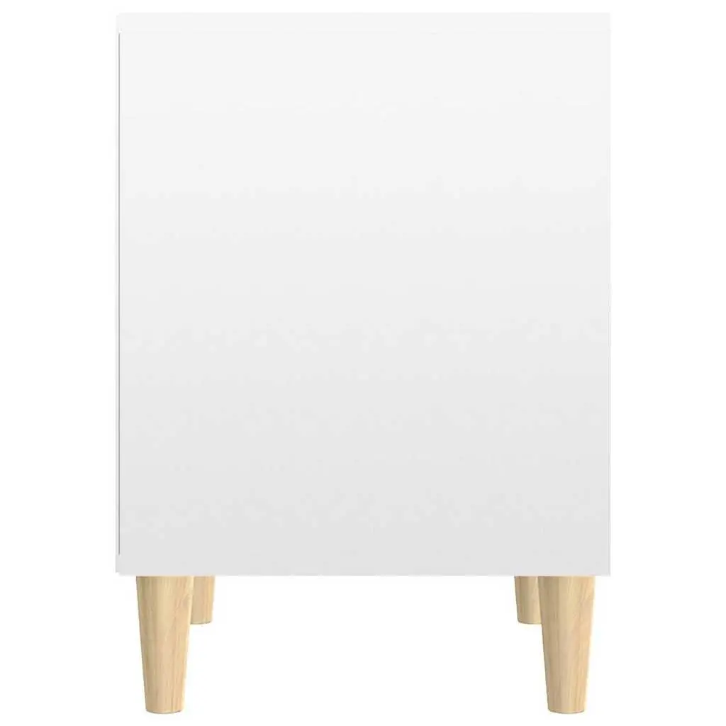 Bedside Cabinet White High Gloss Engineered Wood Side Table 40 x 35 x 50 cm