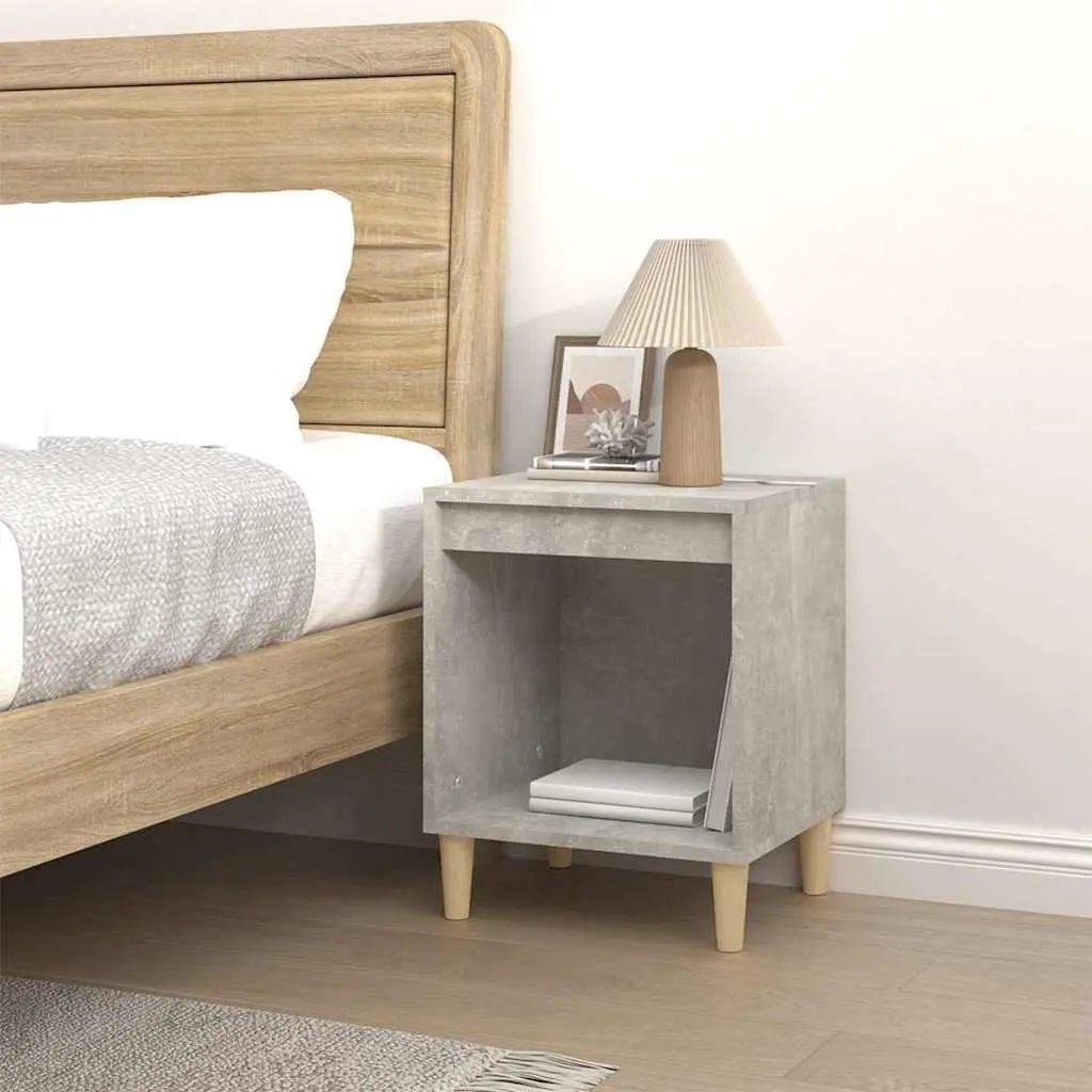Grey Bedside Table Nightstand Engineered Wood 40x35x50cm Storage Furniture