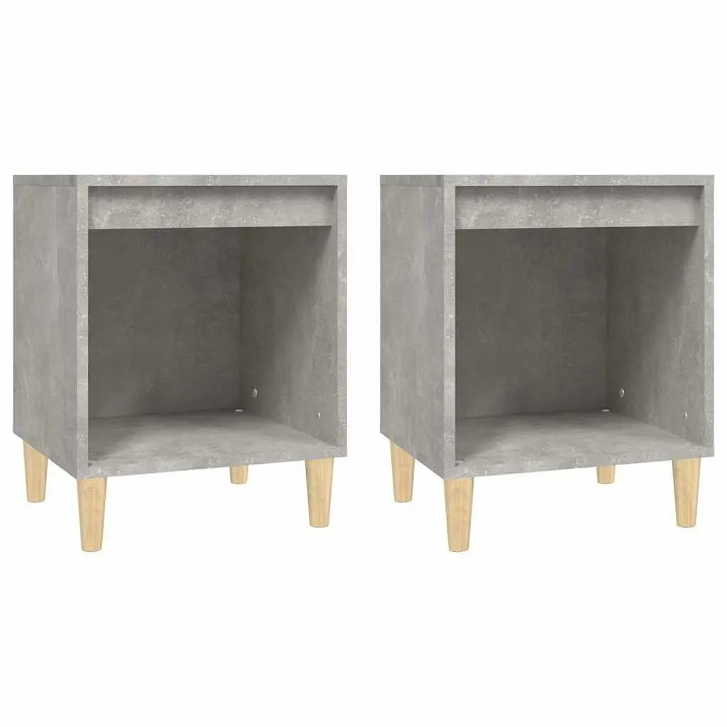Bedside Cabinets Grey 2 Piece Storage Tables Engineered Wood