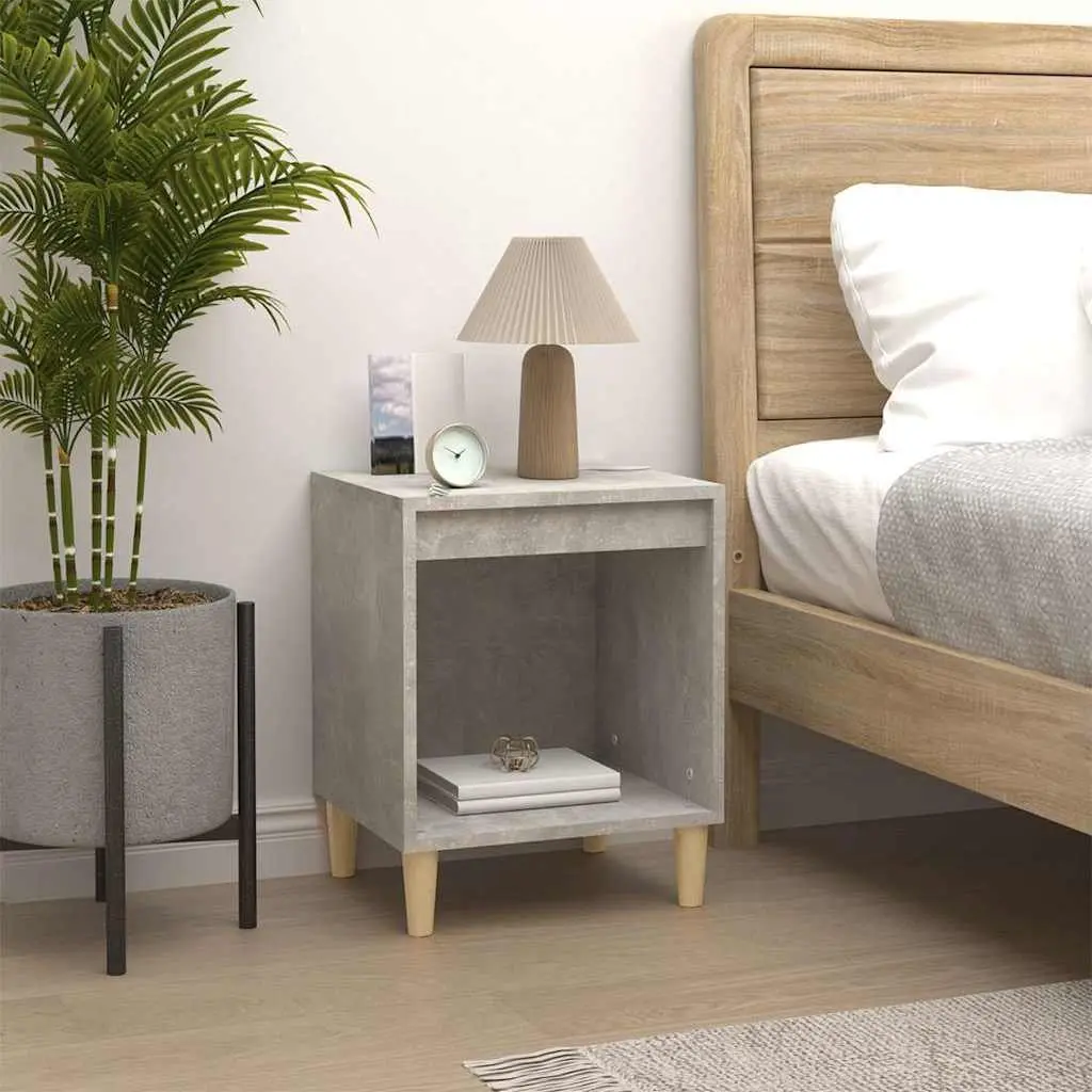 Bedside Cabinets Grey 2 Piece Storage Tables Engineered Wood