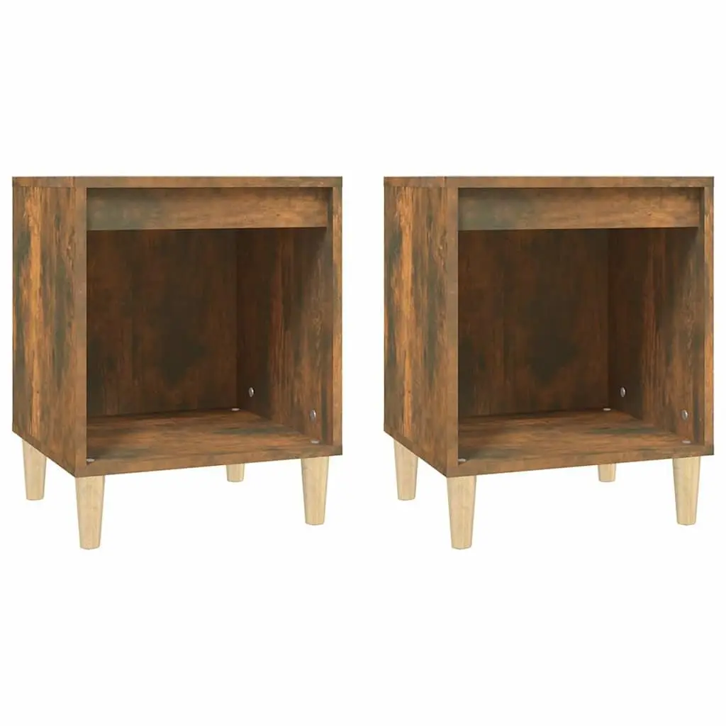 Bedside Cabinets Brown 40x35x50 cm Engineered Wood Storage Nightstands 2 pcs