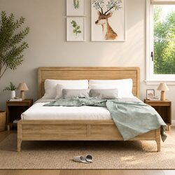 Elegant Brown Oak Bedside Cabinets - Set of 2