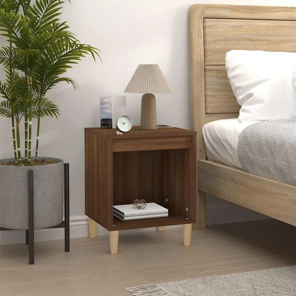 Bedside Tables Brown Oak 2 Piece Engineered Wood Nightstand Storage Furniture