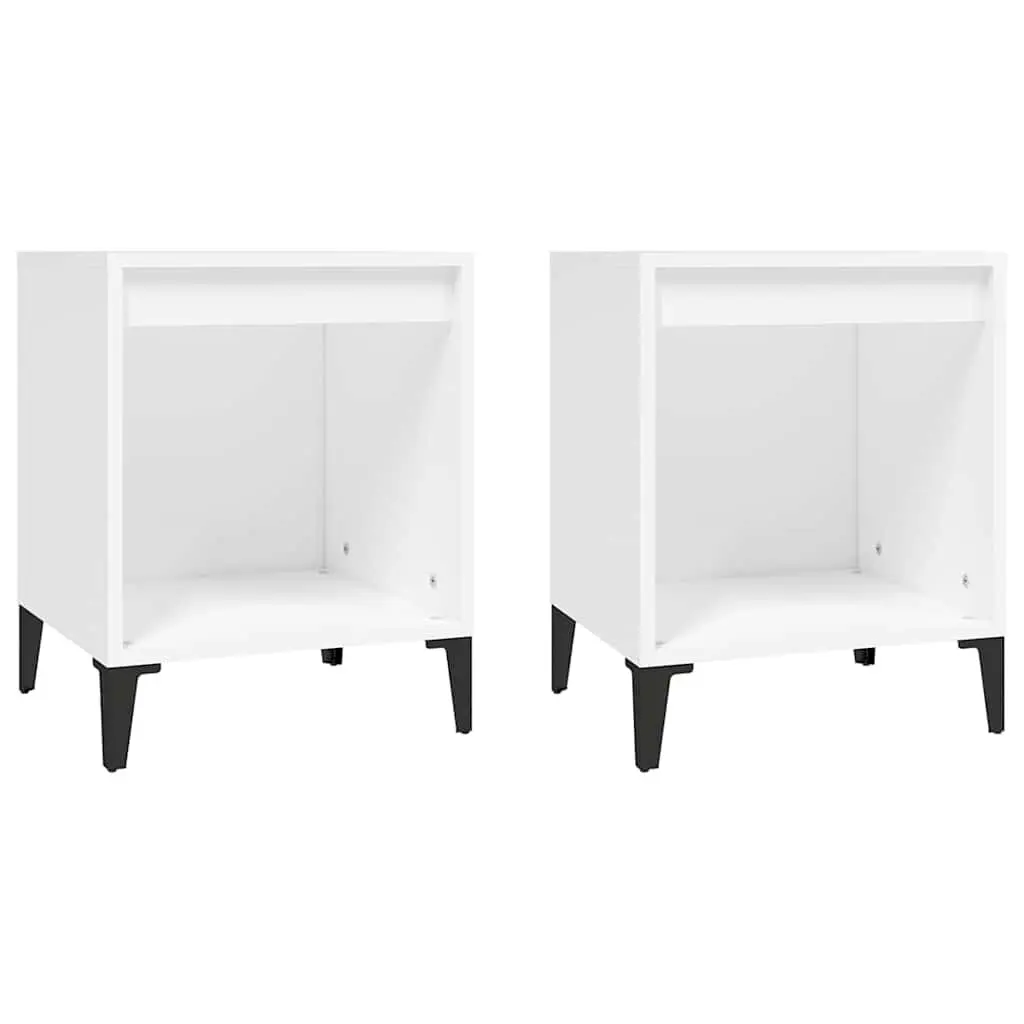 Bedside Tables White Nightstand Cabinet Storage Bedroom Furniture Set 2 Pieces Engineered Wood