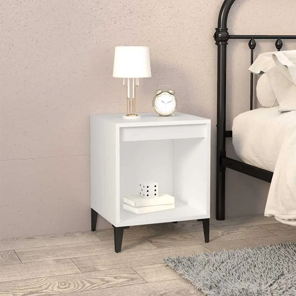 Bedside Tables White Nightstand Cabinet Storage Bedroom Furniture Set 2 Pieces Engineered Wood
