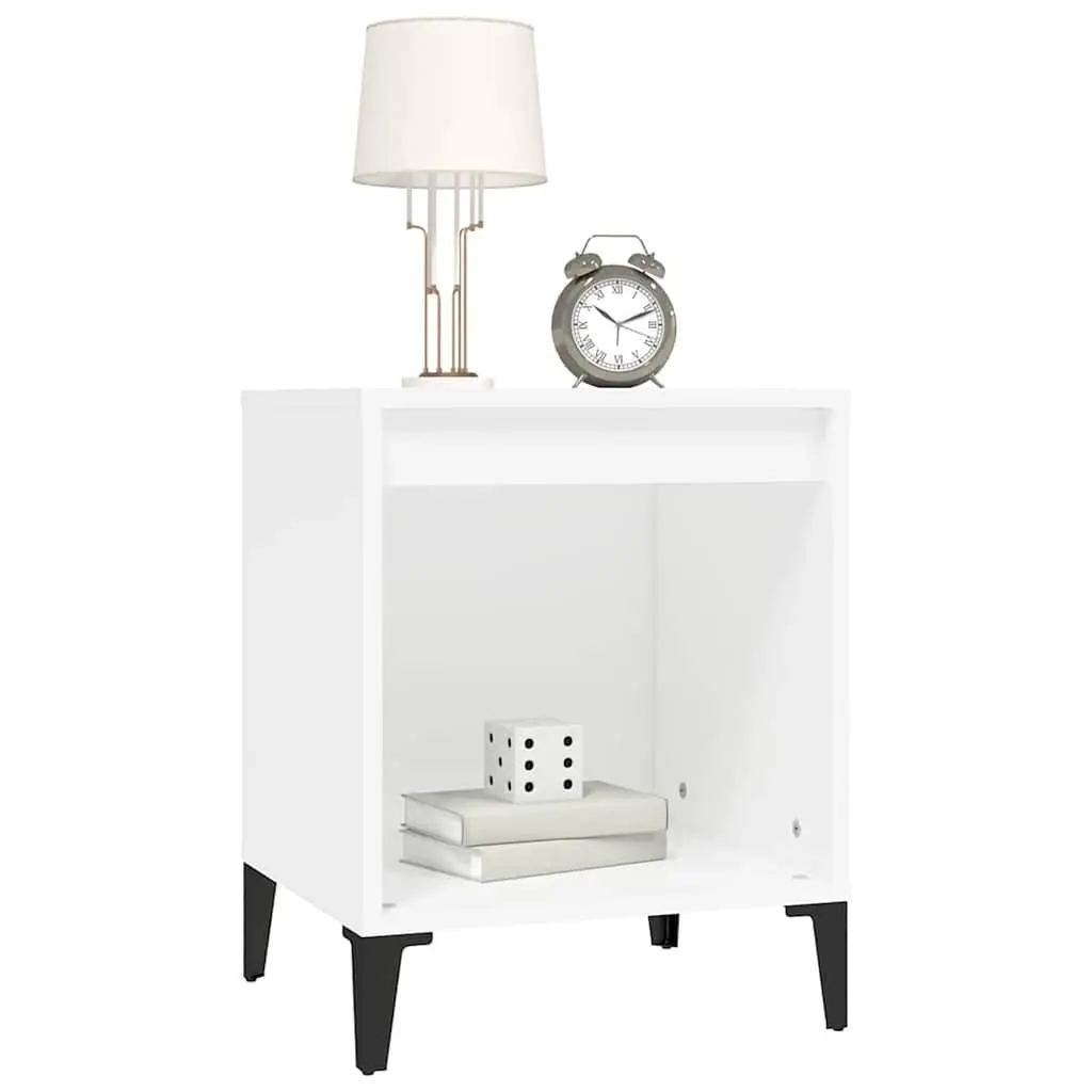Bedside Tables White Nightstand Cabinet Storage Bedroom Furniture Set 2 Pieces Engineered Wood