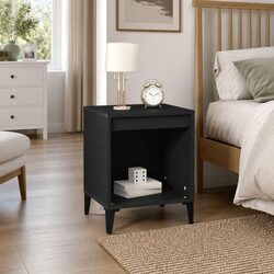 Elegant Black Bedside Cabinet for Bedroom Storage
