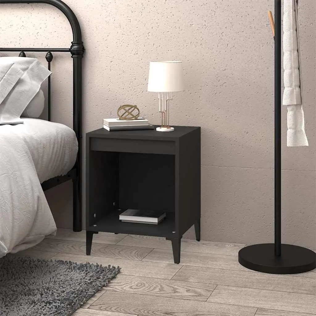 Bedside Cabinet Black 40x35x50cm Engineered Wood