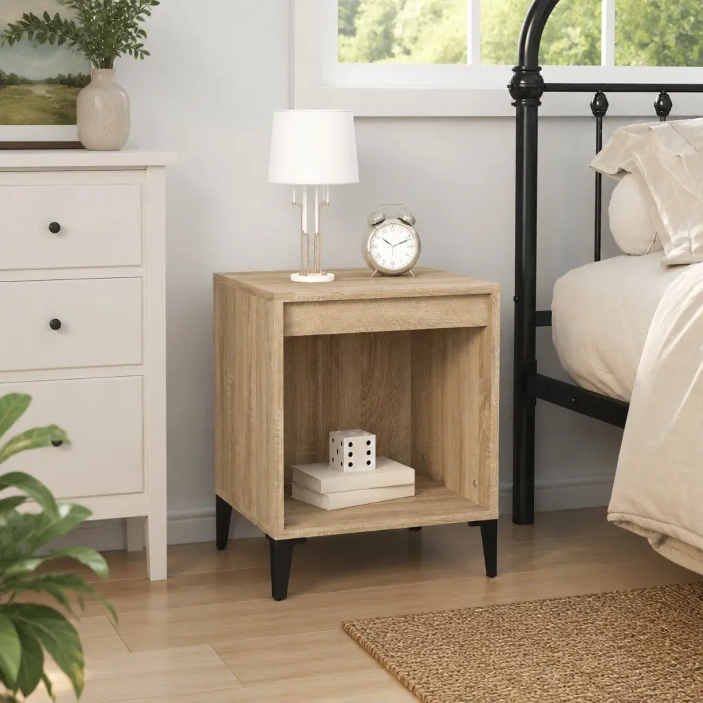 Bedside Table Brown Wooden Nightstand 40x35x50cm Engineered Wood