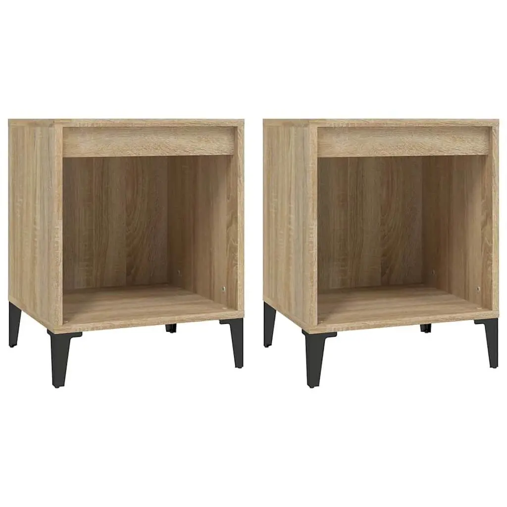 Bedside Cabinets Brown 2 Piece Engineered Wood Storage Nightstands