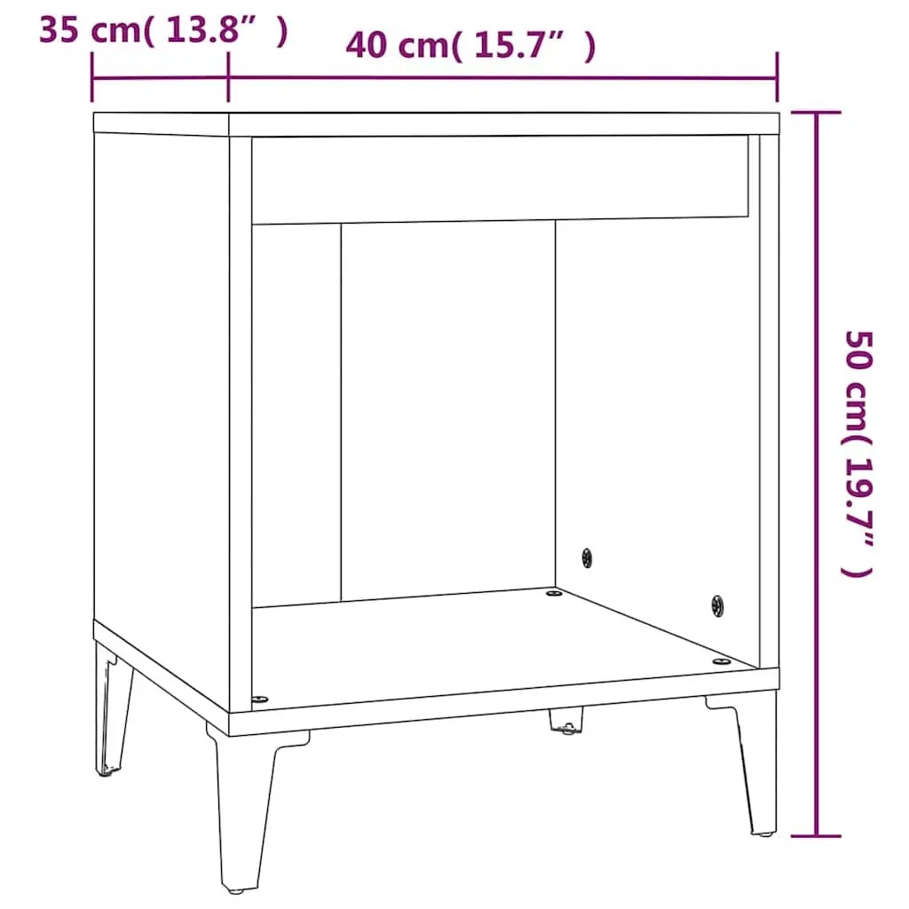 Bedside Cabinets Brown 2 Piece Engineered Wood Storage Nightstands