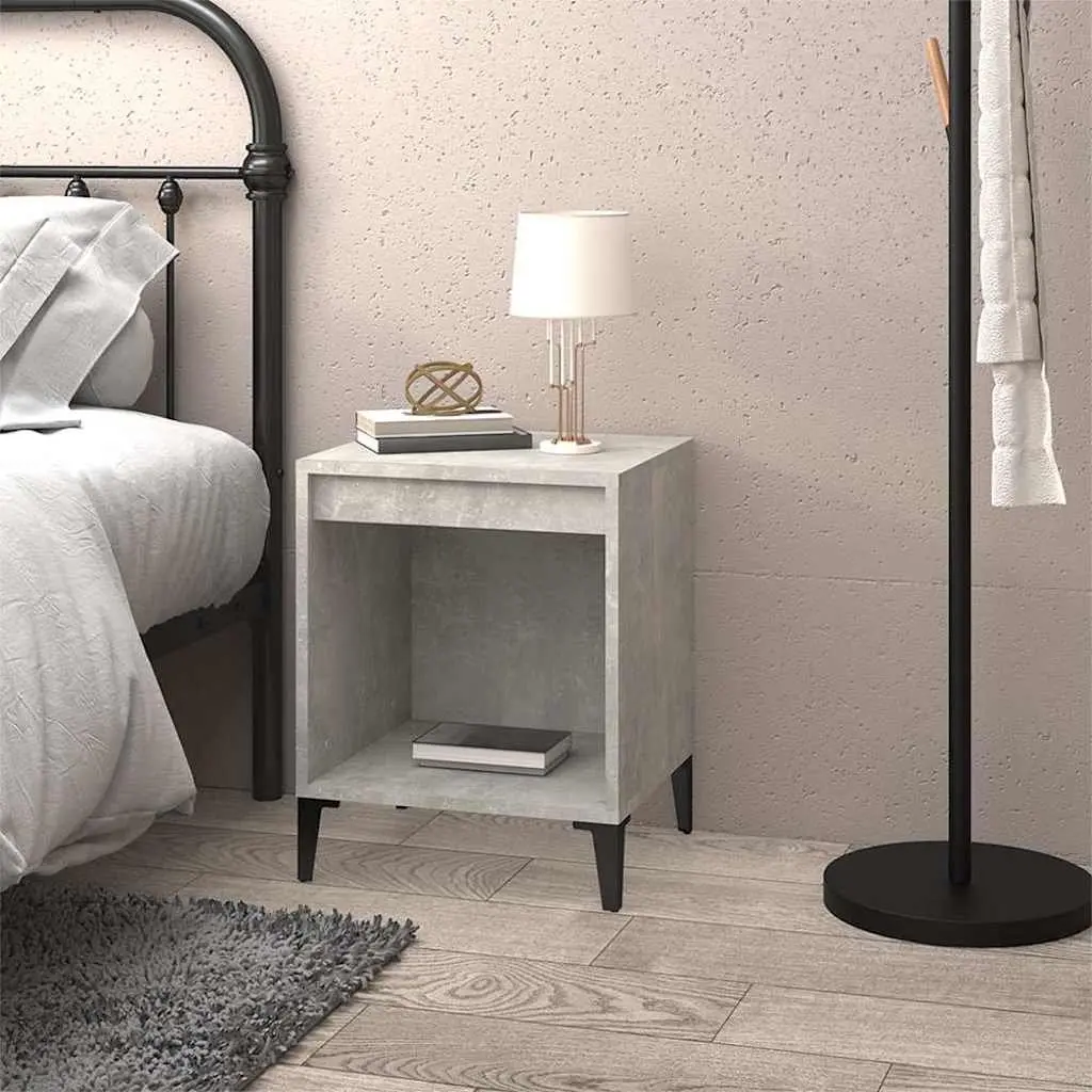 Bedside Cabinet Grey Engineered Wood 40W x 35D x 50H cm Storage Organiser