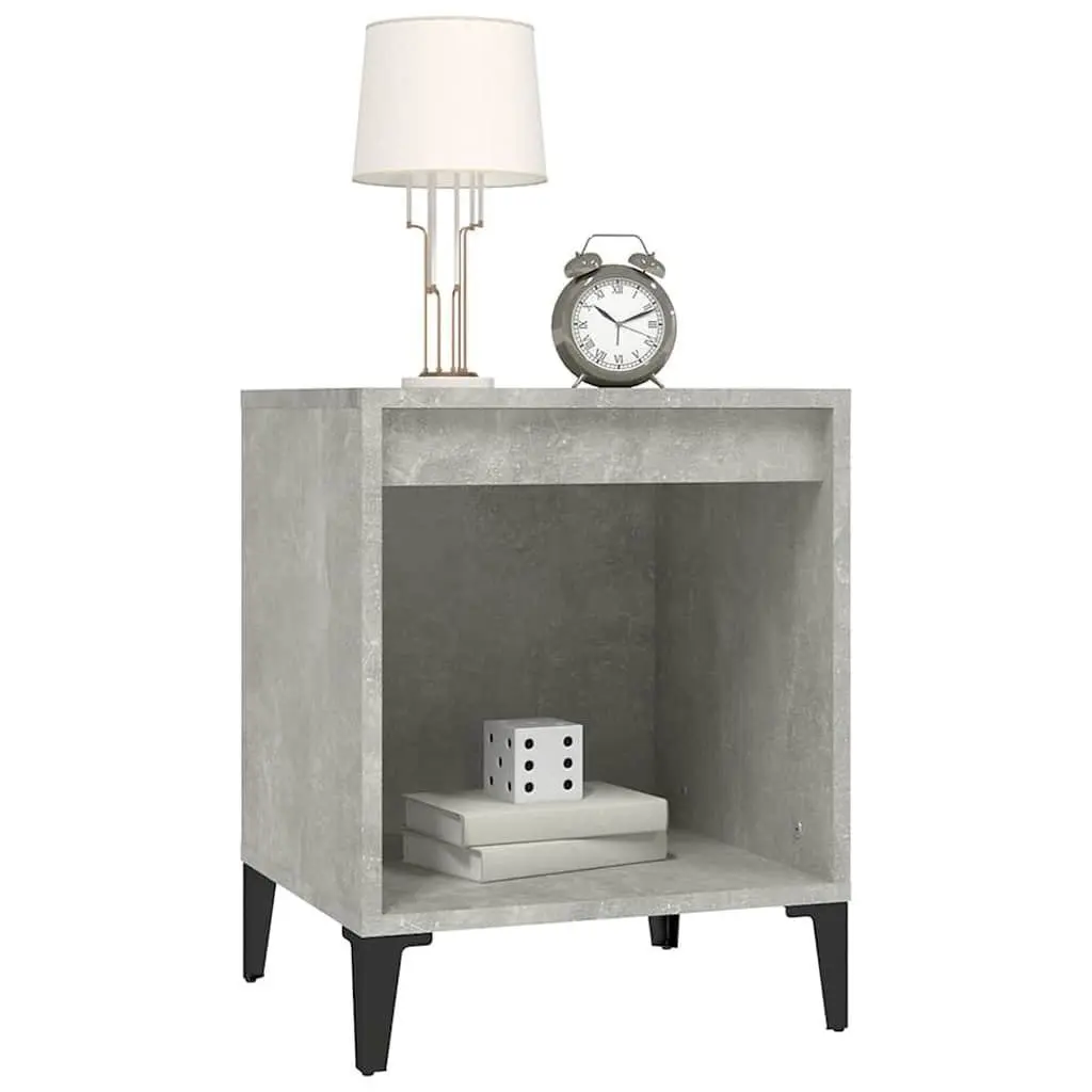 Bedside Cabinet Grey Engineered Wood 40W x 35D x 50H cm Storage Organiser