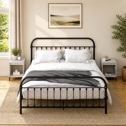 Grey Nightstands Set of 2 for Bedroom Storage