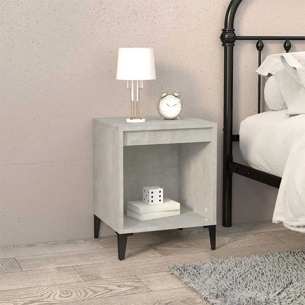 Bedside Cabinets Grey 2 Piece Storage Nightstands Engineered Wood