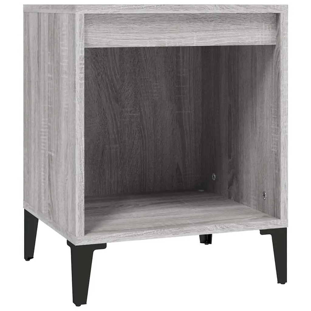 Engineered Wood Bedside Table Storage Organizer Grey Sonoma 40x35x50cm