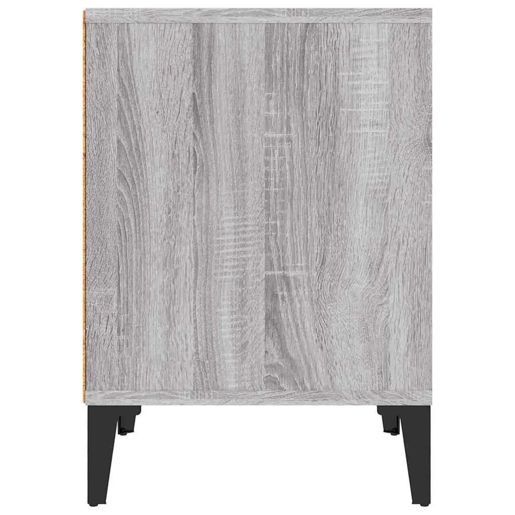 Engineered Wood Bedside Table Storage Organizer Grey Sonoma 40x35x50cm