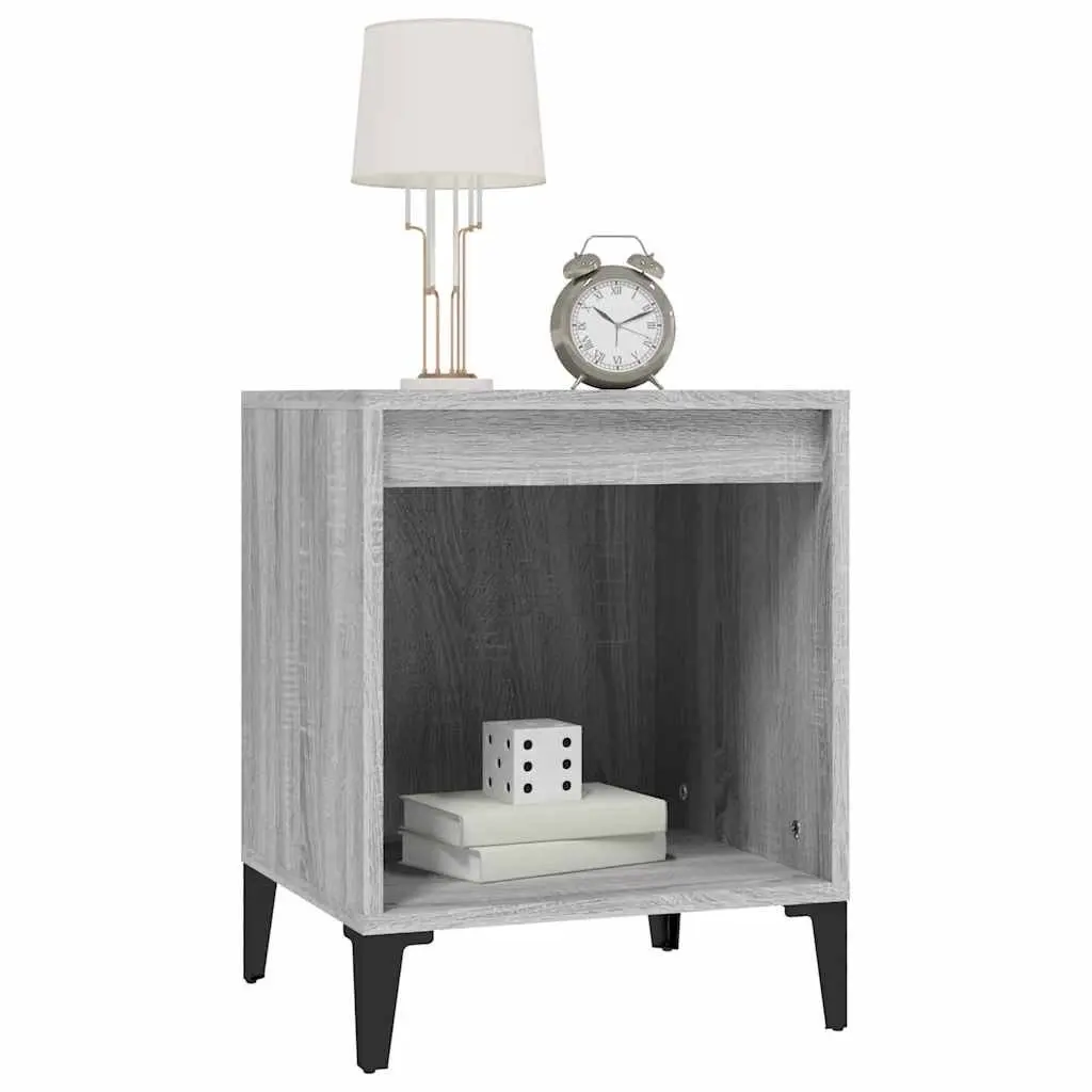 Engineered Wood Bedside Table Storage Organizer Grey Sonoma 40x35x50cm