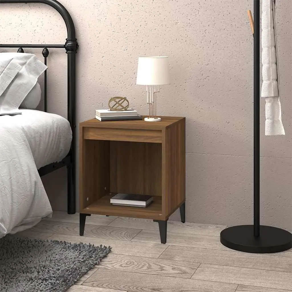 Bedside Table Brown Oak 40x35x50cm Engineered Wood Storage Cabinet