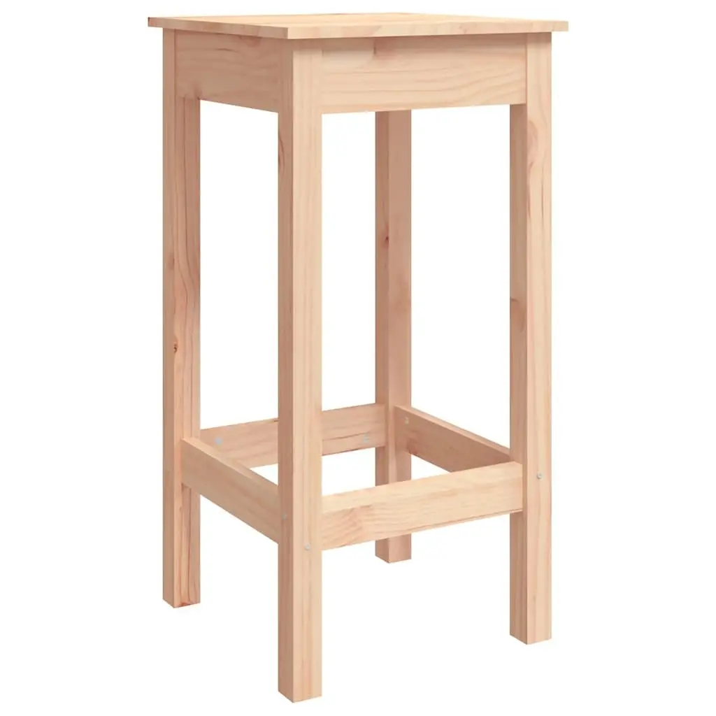 Bar Stools No Backrest Rustic Natural Solid Pine Wood 2 Piece Kitchen Dining Chairs