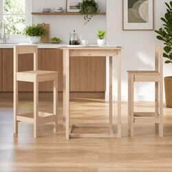 Rustic Solid Wood Bar Stools - 2 Pcs Set for Dining