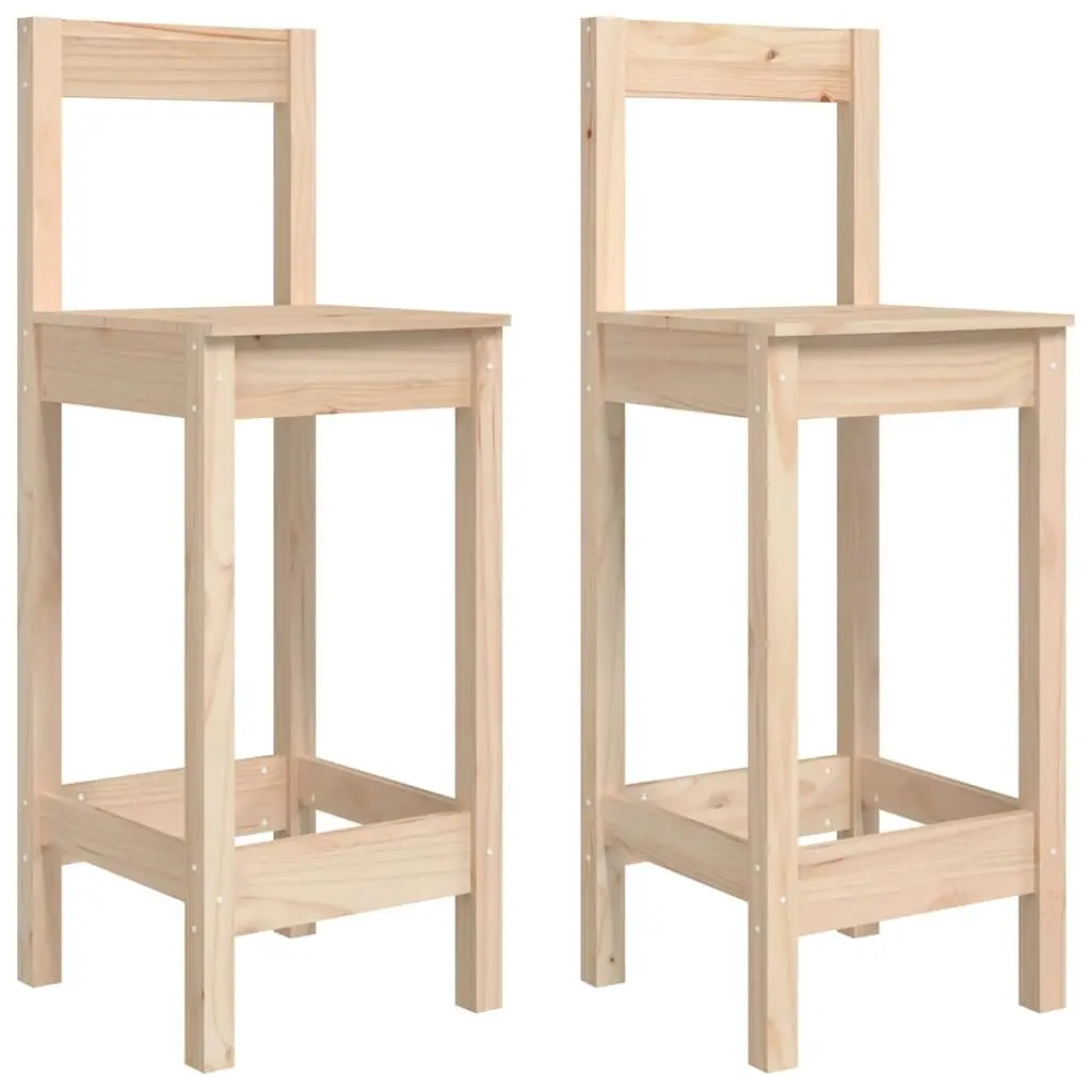 Bar Stools 2 pcs Kitchen Dining Room Chairs Solid Wood Pine Brown Rustic