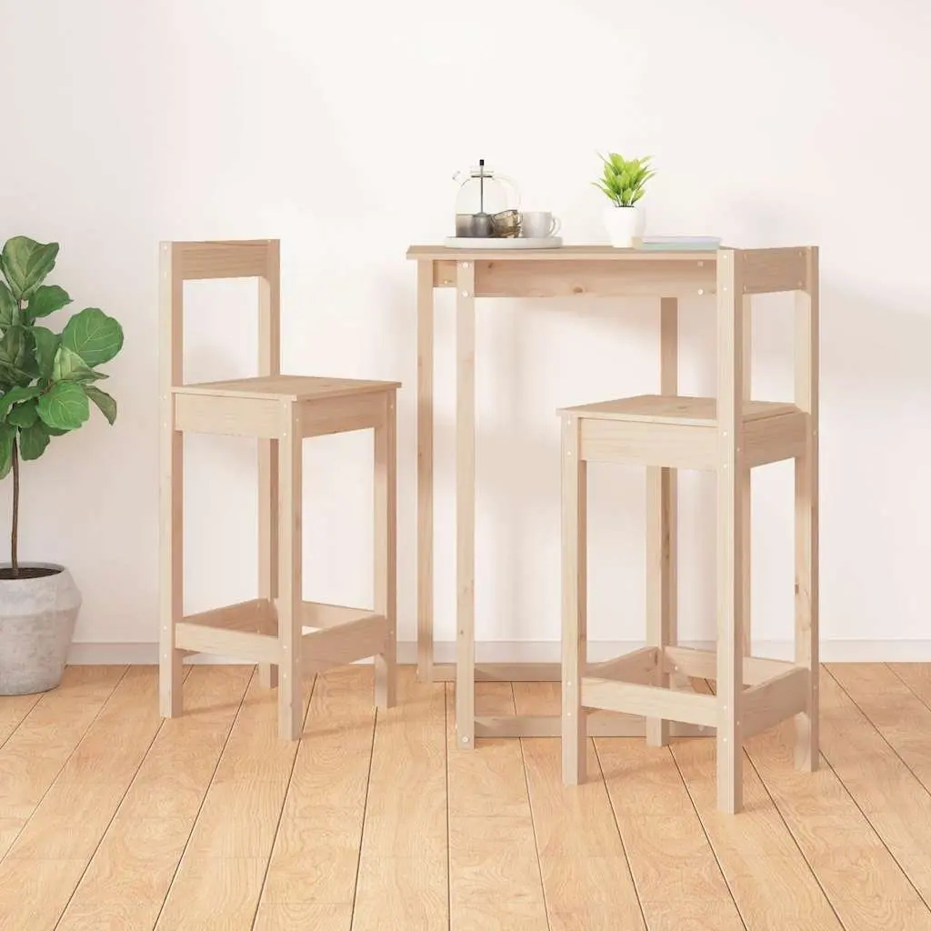 Bar Stools 2 pcs Kitchen Dining Room Chairs Solid Wood Pine Brown Rustic