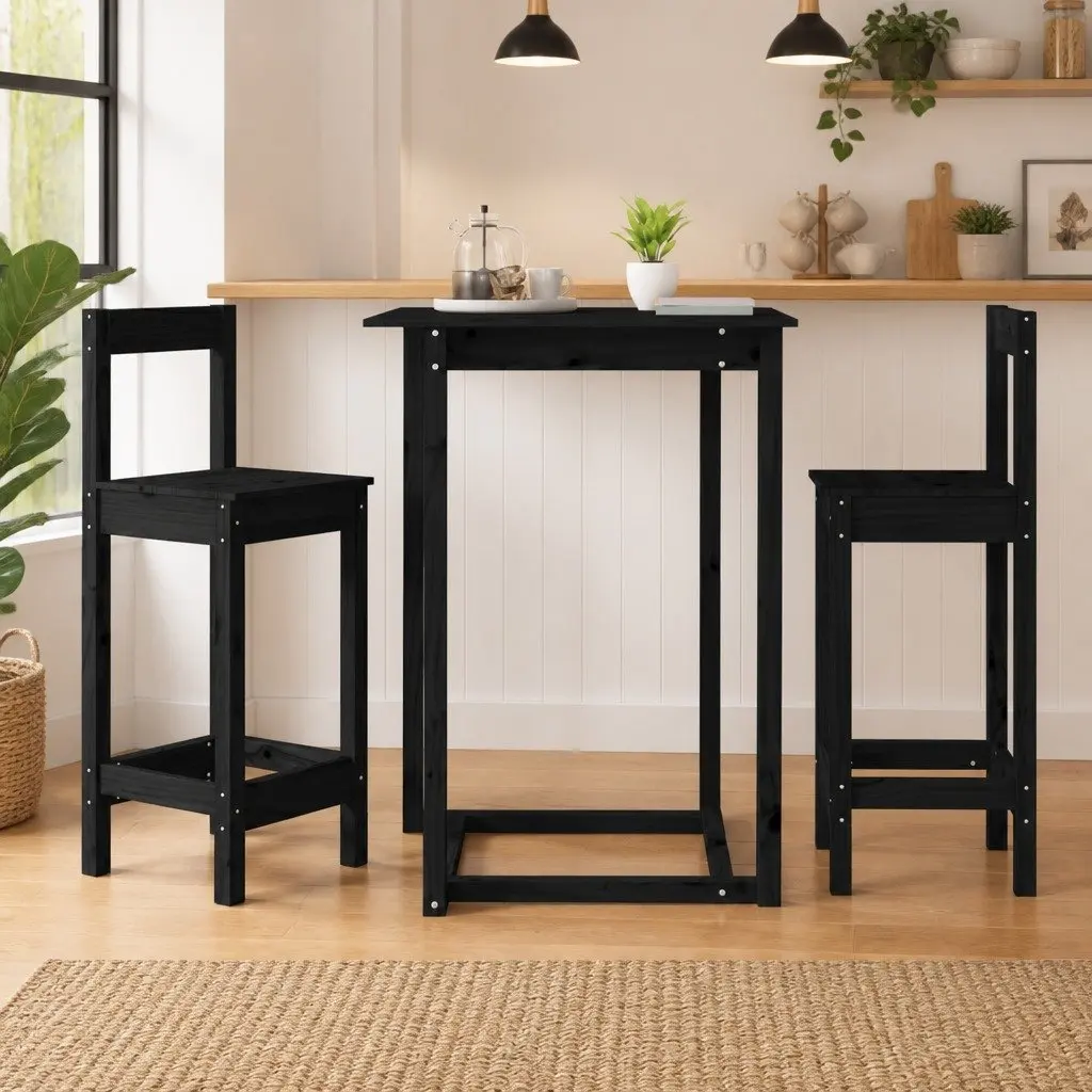 Black Bar Stools Set of 2 for Kitchen Dining