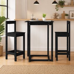 Black Bar Stools Set of 2 for Kitchen Dining