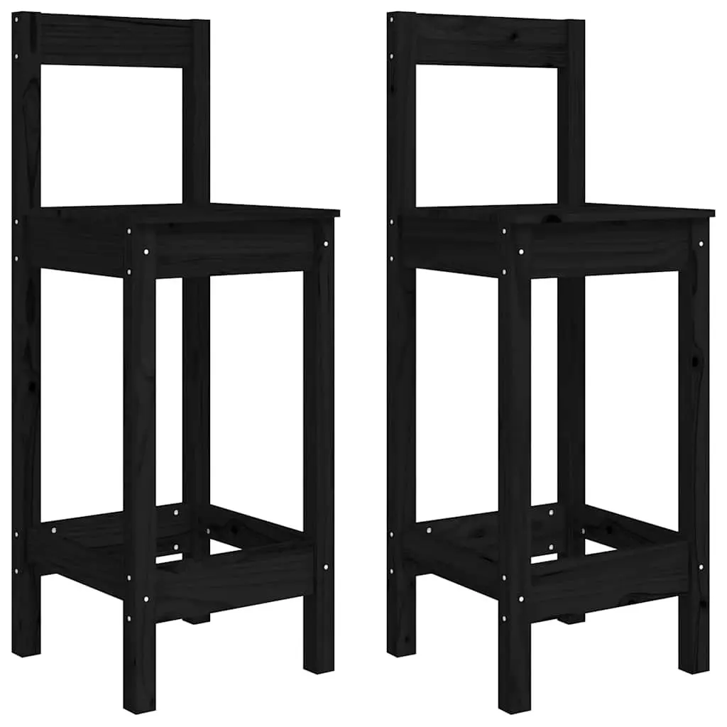 Black Bar Stools Set of 2 for Kitchen Dining
