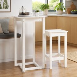 Charming Solid Wood Bar Table White 60x60x110 cm