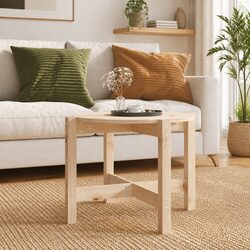 Round Solid Pine Coffee Table Ø 62.5cm for Living Room
