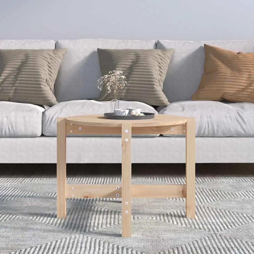 Coffee Table Round 62.5cm Solid Wood Pine Living Room Accent Furniture