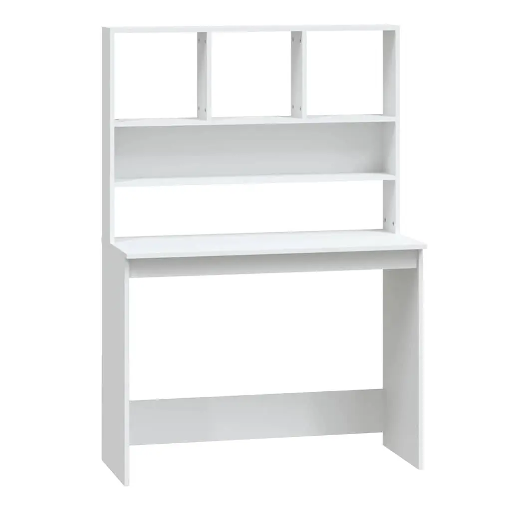 White Desk with Integrated Shelving 102x45x148cm