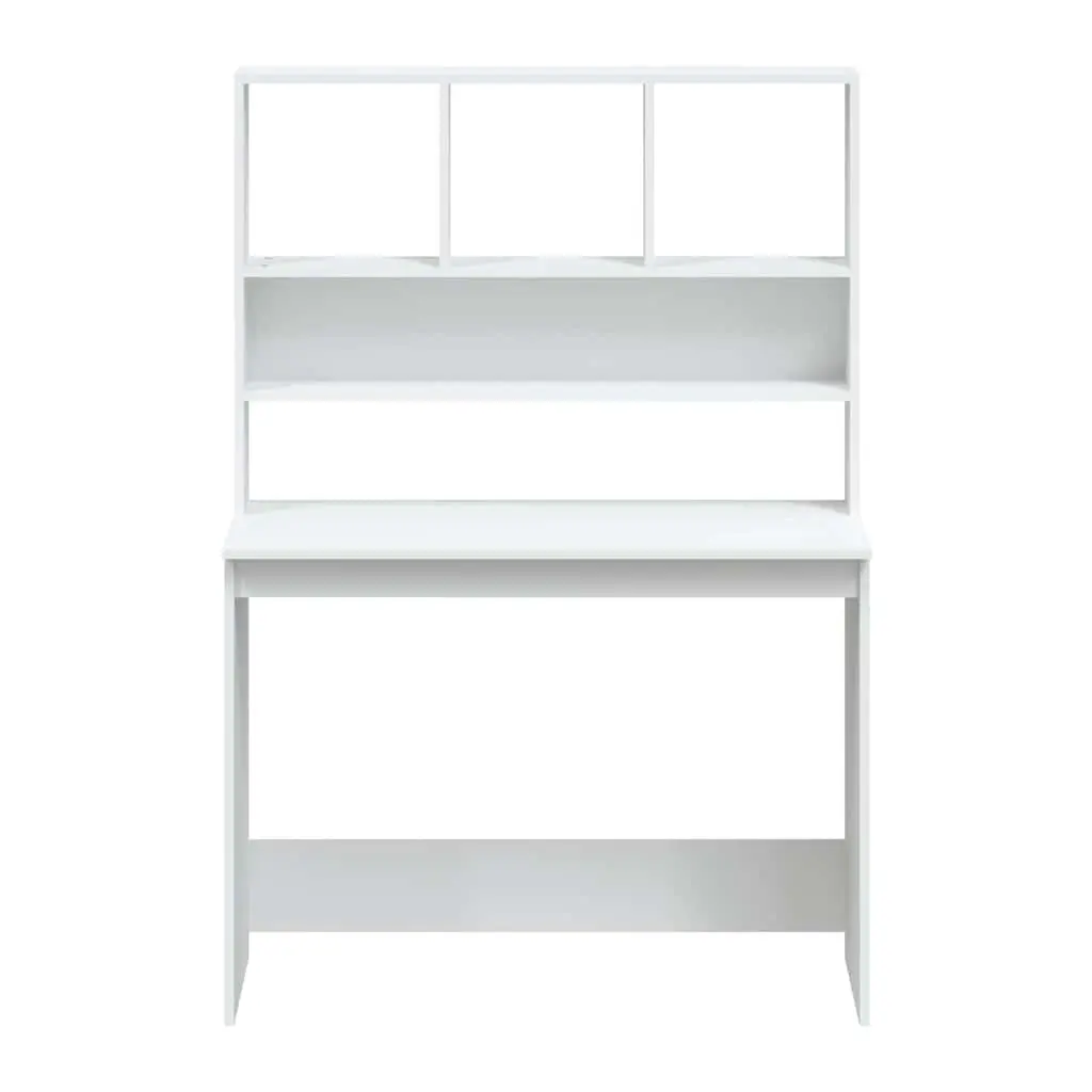 White Desk with Integrated Shelving 102x45x148cm