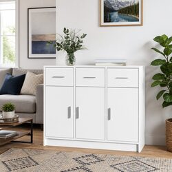 Elegant White Storage Sideboard 91x28x75cm