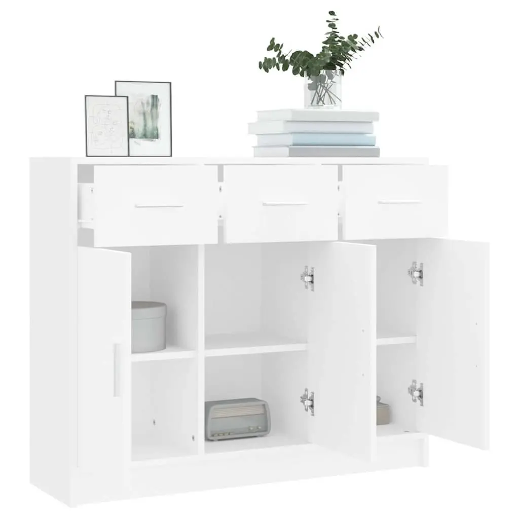 Sideboard White Engineered Wood 91x28x75cm Storage Cabinet Furniture