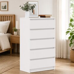 White Drawer Cabinet with 5 Drawers 60x36x103 cm