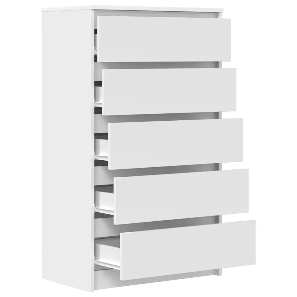 White Drawer Cabinet with 5 Drawers 60x36x103 cm