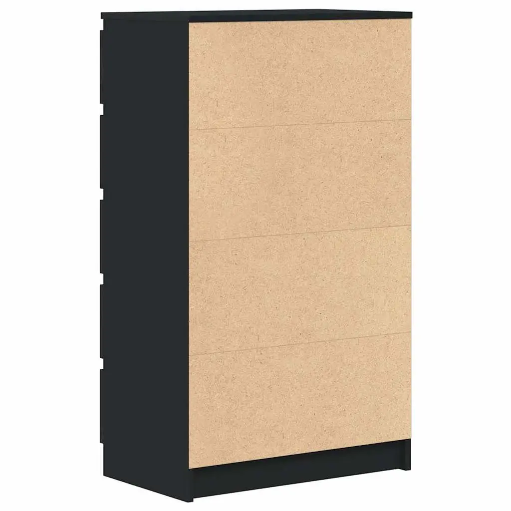Drawer Cabinet Black Storage Chest 5 Drawers Engineered Wood Furniture