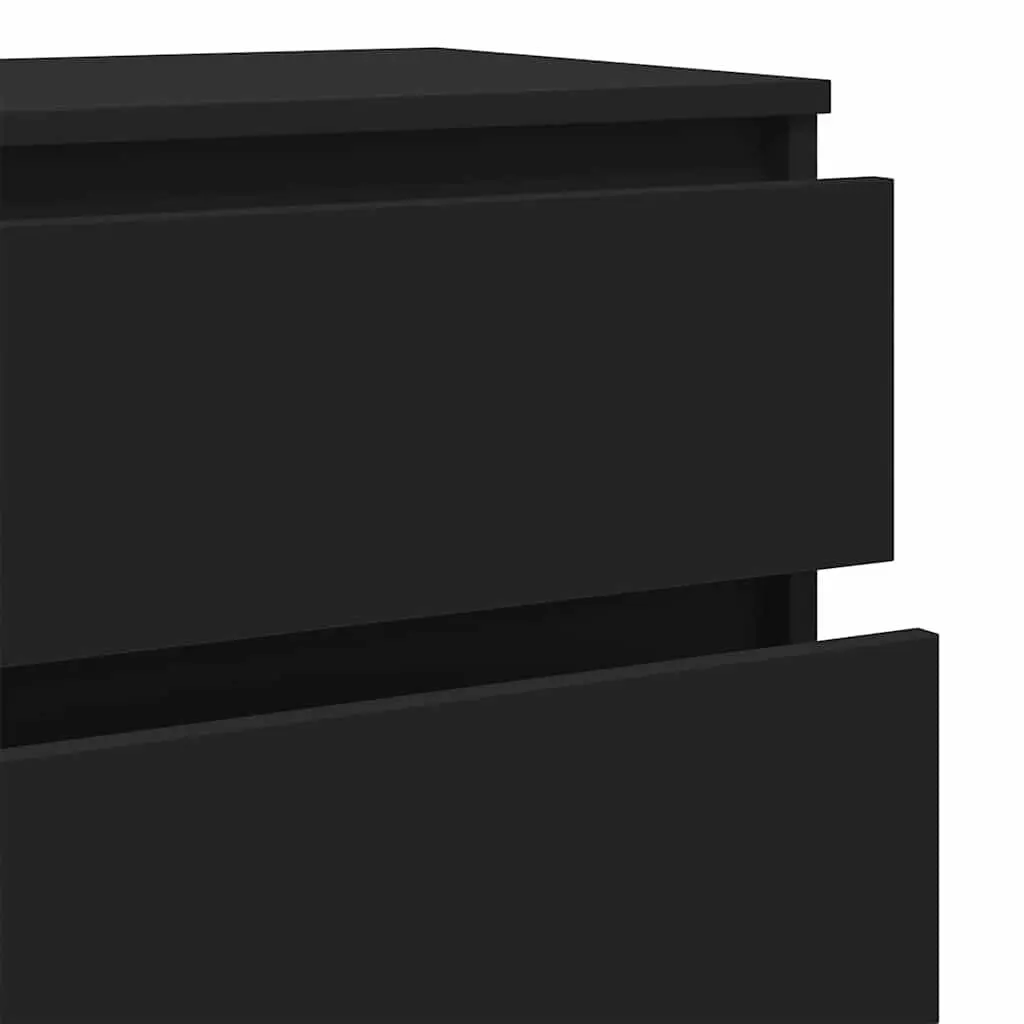 Drawer Cabinet Black Storage Chest 5 Drawers Engineered Wood Furniture
