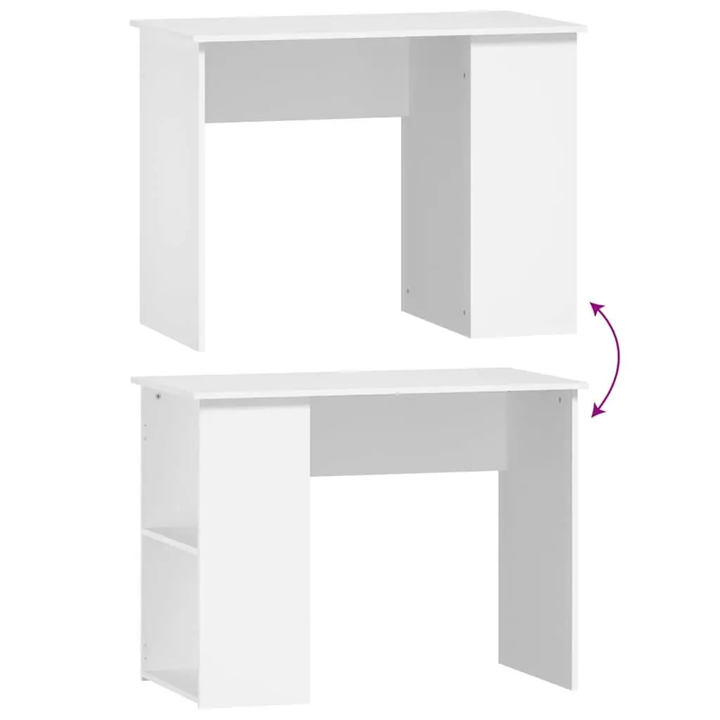 White Office Desk with Storage Shelves