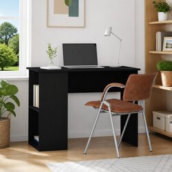 Modern Black Office Desk with Storage Compartments