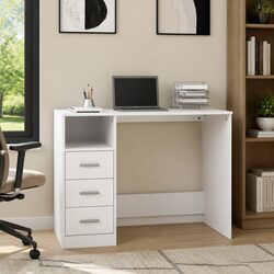 Elegant White Office Desk with 3 Drawers