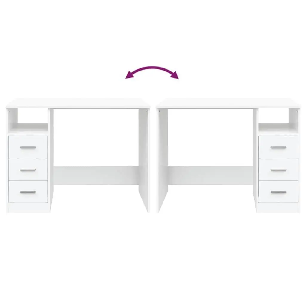 White Office Desk with 3 Drawers
