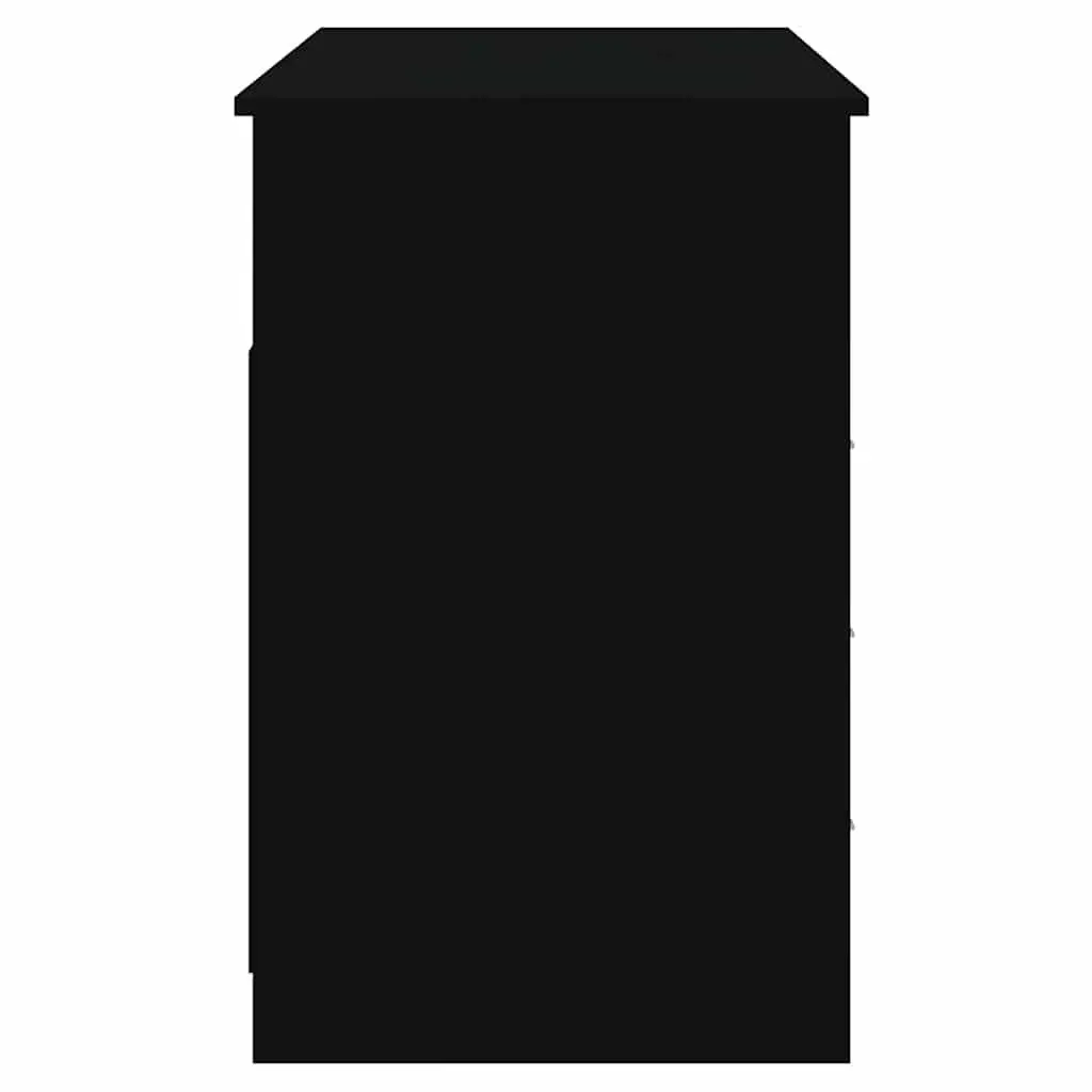 Office Desk Black 3 Drawers Open Compartment Engineered Wood Study