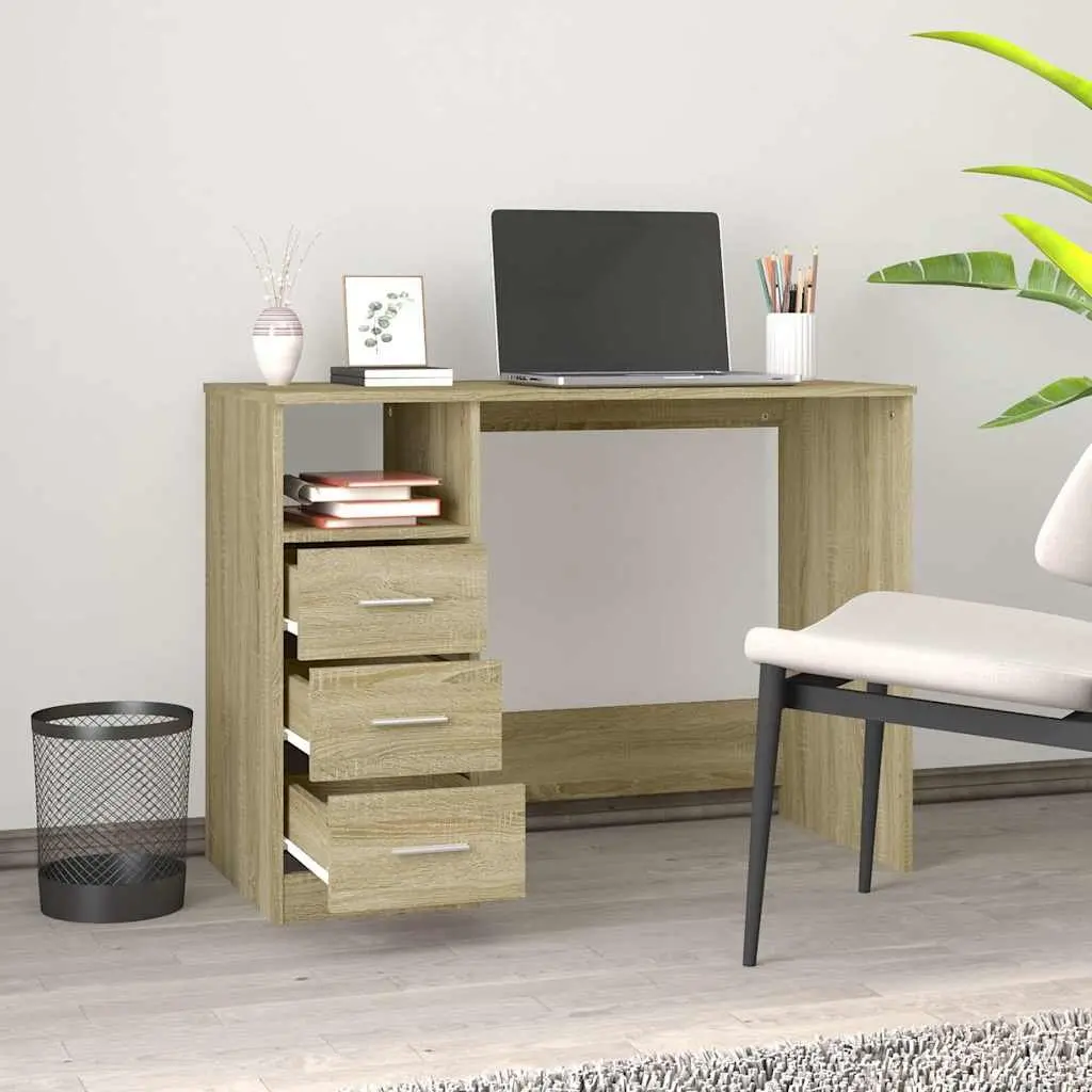 Office Desk Brown Engineered Wood 102 x 50 x 76 cm Study Computer Workstation